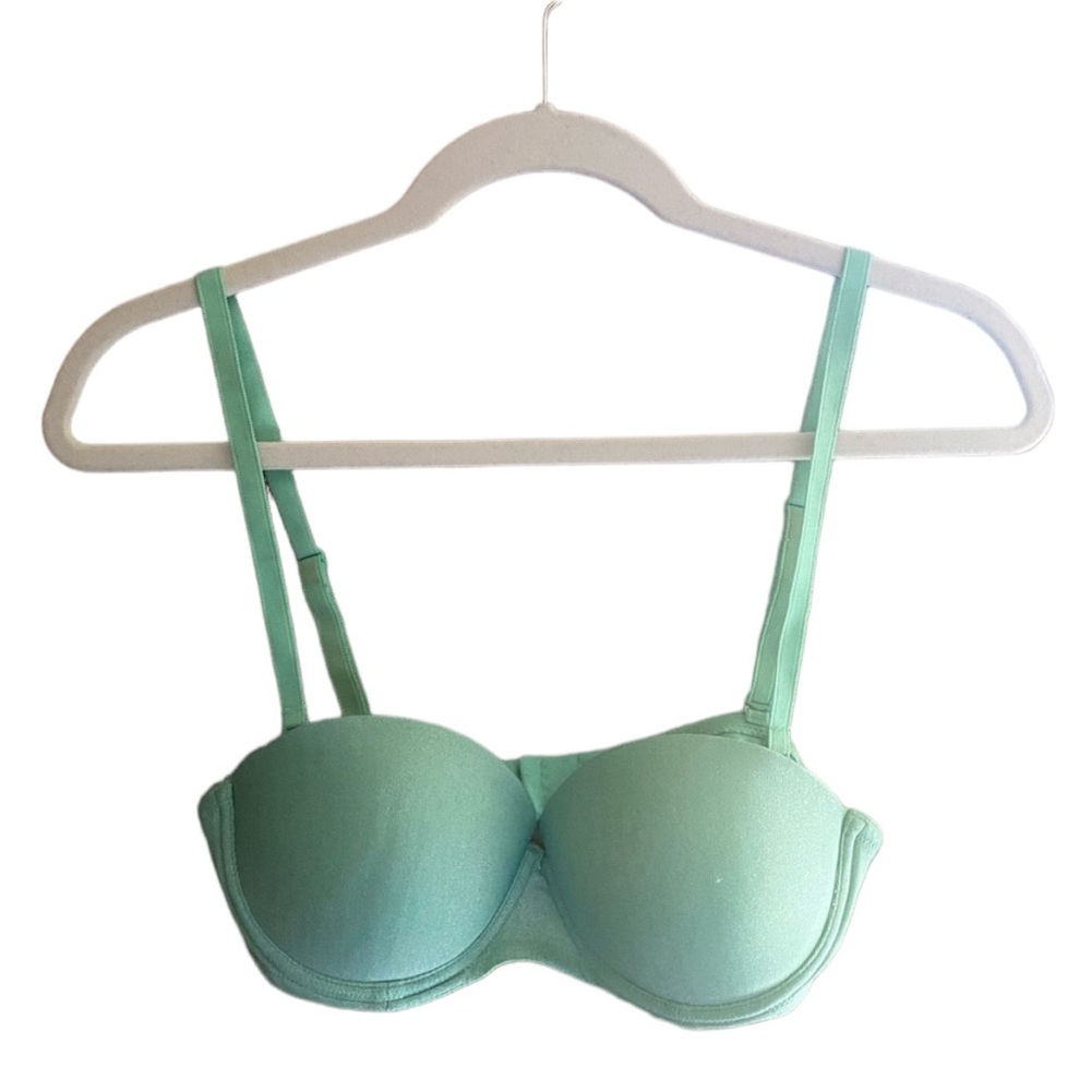 Victoria’s Secret Pink Bra Mint Green Strapless Women’s Size Small Adjustable!